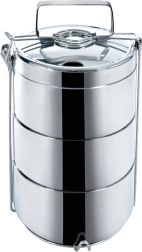 Termo portacomidas de acero inoxidable, 3 niveles, 3×900 ml