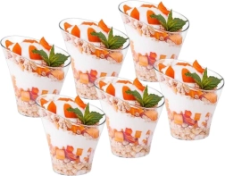 Vasitos de plástico para postres y aperitivos 180 ml, 6 uds
