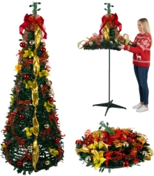 Árbol de Navidad artificial plegable con adornos 180 cm RUHHY