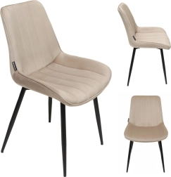 Silla de comedor tapizada de terciopelo estilo loft beige - 1 pieza