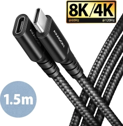 Axagon cable alargador USB‑C Gen2 de 1,5 m, 20 Gbps, PD 240 W, trenzado, negro