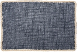 Mantel individual rectangular 45 × 30 cm, azul marino con borde beige