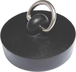 Tapón de goma para desagüe de 46 mm con media anilla, negro
