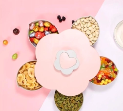 Organizador de snacks de plástico con forma de flor – rosa