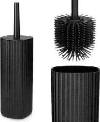 Cepillo de WC de silicona con soporte Vilde negro mate 36 cm - 1 pieza