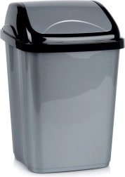 Papelera de plástico de 16 l con tapa basculante, gris