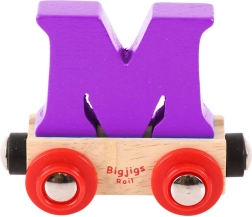 Vagón de madera con la letra M BIGJIGS RAIL