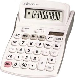 Calculadora de sobremesa de 10 dígitos con pantalla abatible y alimentación dual