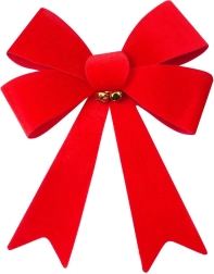 Lazo decorativo navideño de terciopelo de 35 × 46 cm con campanillas doradas