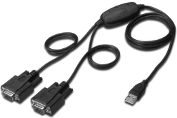 Adaptador USB 2.0 a 2x RS232 (DB9) con cable USB A M/H, longitud 1,5 m