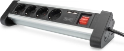 Regleta de alimentación de oficina 45° con 4 tomas, 2x USB (5V/2A), giratoria 290°