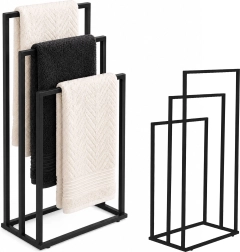 ModernHome soporte metálico para toallas de pie con 3 barras, negro