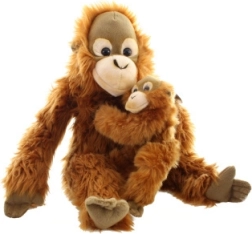 Orangután de peluche con cría