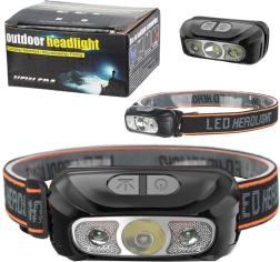Linterna frontal LED impermeable, 6 modos de iluminación
