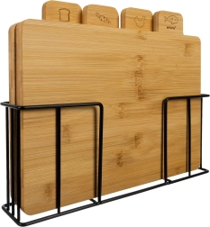 Ruhhy set de tablas de cortar y servir de bambú con soporte (4 uds)