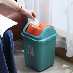 Cubo de plástico con tapa basculante para residuos separados 10 l – turquesa
