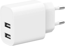 Cargador USB dual 2,4 A blanco