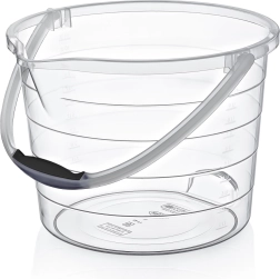 Cubo de plástico transparente de 10 l con escala de medición y pico vertedor