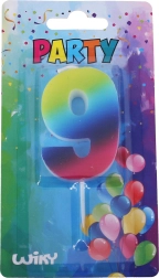 Vela de fiesta número 9 Arcoíris