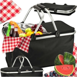 Cesta térmica plegable para picnic en color negro