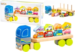 Camión de madera con coches - rompecabezas de 12 piezas