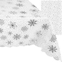 Mantel navideño blanco con copos de nieve 220x140 cm