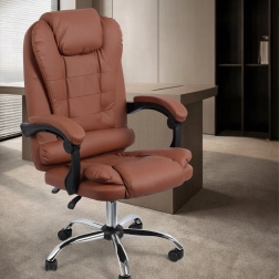 Silla de oficina ergonómica de ecopiel, marrón