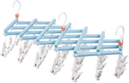Tendedero plegable para ropa con pinzas, 29 clips, azul claro