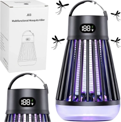 Lámpara eléctrica antimosquitos con luz UV, recargable por USB, negra
