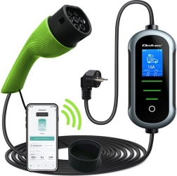 Cargador móvil para vehículos eléctricos con regulación 2 en 1 Tipo 2, 3,5 kW, 230 V, Wi‑Fi, TUYA/SMART LIFE, LCD, 5 m