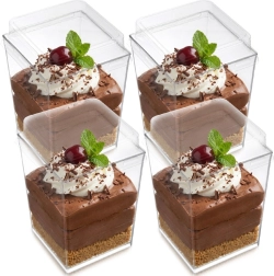 Vasos para postres y aperitivos con tapas 160 ml, 4 uds