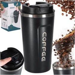 Taza térmica con boquilla y indicador de temperatura LED 500 ml – negro