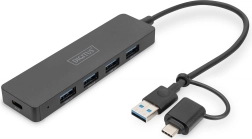 Hub USB SlimLine de 4 puertos con adaptador USB-C