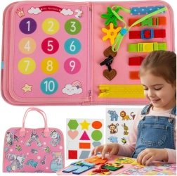Kruzzel libro sensorial manipulativo Montessori rosa (unicornio) - 1 pieza