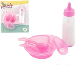 Set de muñeca con biberón y vajilla
