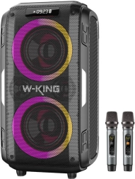 Altavoz inalámbrico W-KING T9 Pro de 120 W con 2 micrófonos – negro