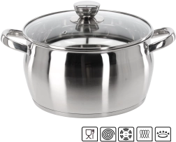 Olla de acero inoxidable Belly con tapa 5 l 24 cm