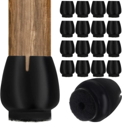 Fundas de silicona para patas de sillas con fieltro, juego de 16 uds (12–16 mm), negras