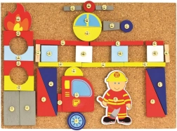 Bino juego con martillo Bomberos – kit creativo de construcción con corcho