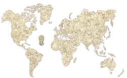Mapa del mundo de madera con animales tamaño M (57 × 38 cm) WOODEN CITY