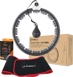 Set HMS: hula hoop inteligente de masaje con peso y contador + cinturón reductor de neopreno