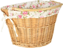 Cesta delantera de mimbre para bicicleta con forro floral y cierre rápido click