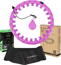 Aro de hula hoop inteligente con masaje y peso HMS HHW12 Plus Size + cinturón adelgazante de neopreno BR163, morado