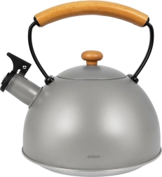 Tetera gris de acero inoxidable con silbato WOODEN 2,9 l