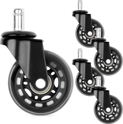 Ruedas de goma para silla de oficina 63 mm, eje de 11 mm, juego de 5 unidades