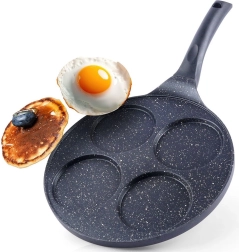 Sartén de granito para huevos y tortitas con 4 moldes, 27 cm
