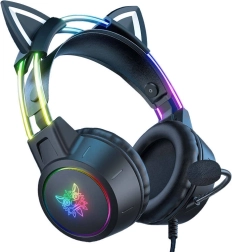 Auriculares gaming con orejas de gato Onikuma, negros