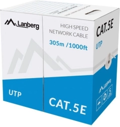 Cable de red UTP Cat.5e CU 305 m, gris, rígido (alambre)