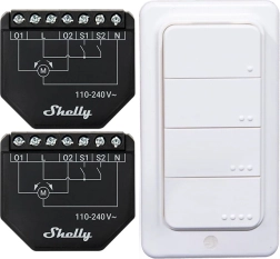 Set de controladores inteligentes para persianas Shelly Shutter (2 uds) + botón remoto BLU RC Button 4