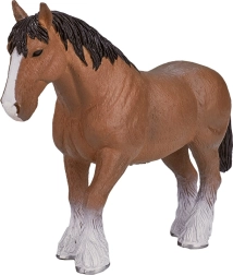 Figura realista de caballo Clydesdale de color castaño claro